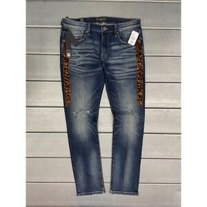 NWT Cult of Individuality Punk Super Skinny Jeans 36x32 (Actual 34x31) Cheetah